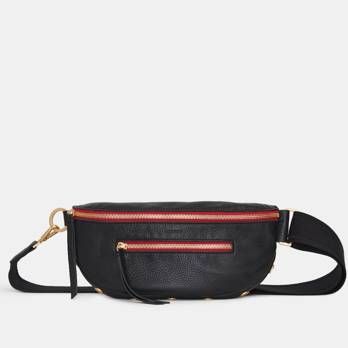 Hammitt Charles Clear Crossbody Belt Bag - Black/Brushed Gold Red Zip