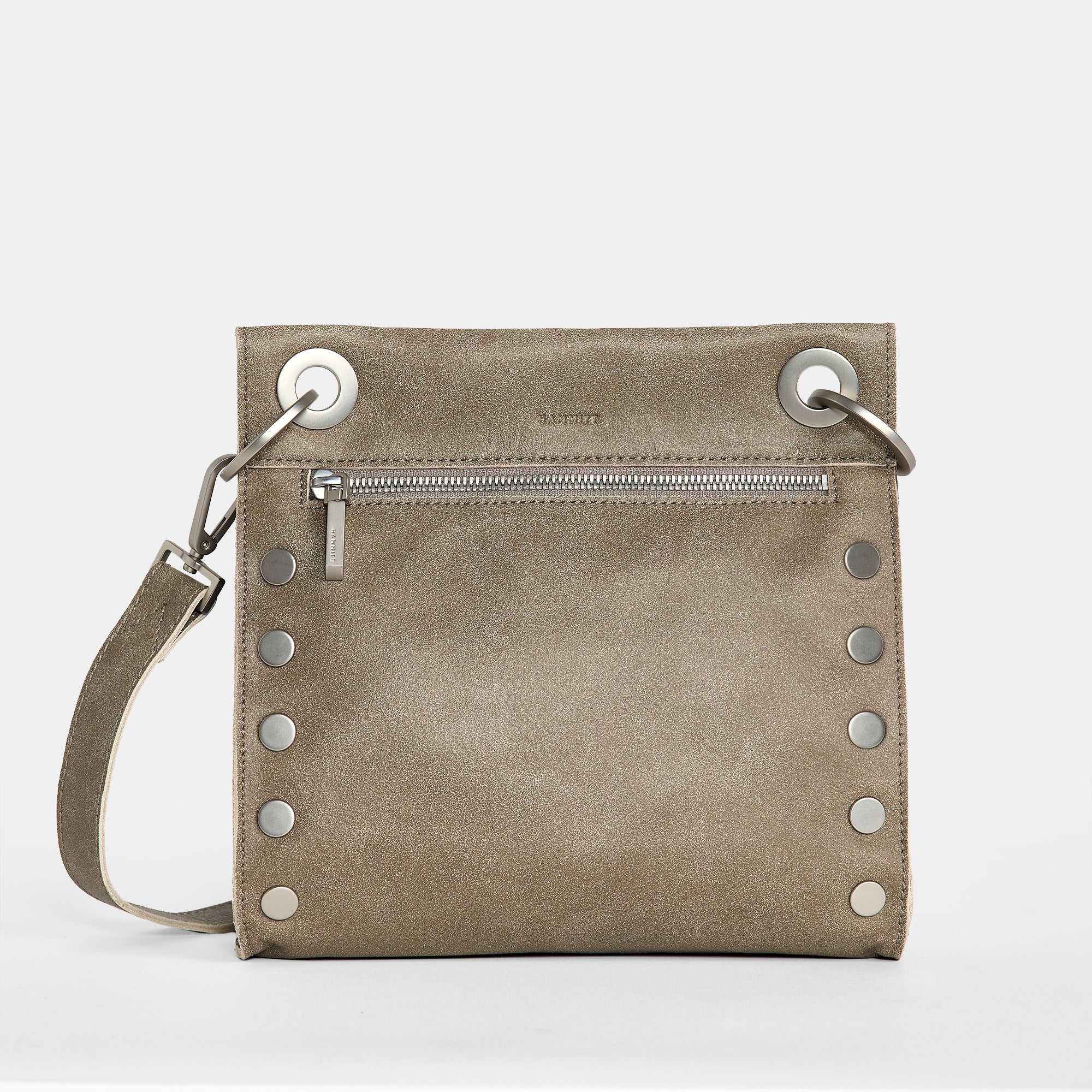 Hammitt Tony Med Pewter Leather Shoulder Bag