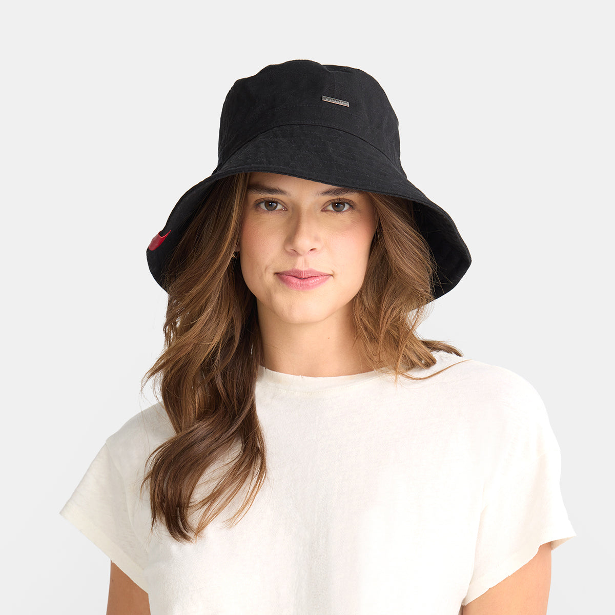 Bucket-Hat-Black-Gunmetal-Model-Front-View