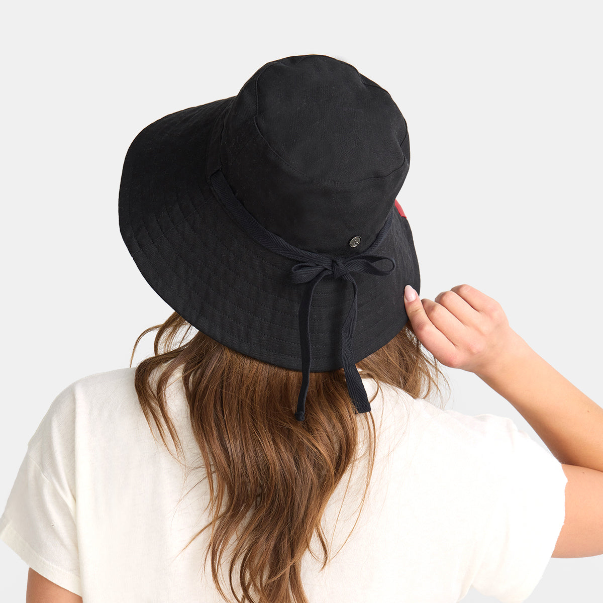 Bucket-Hat-Black-Gunmetal-Model-Back-View