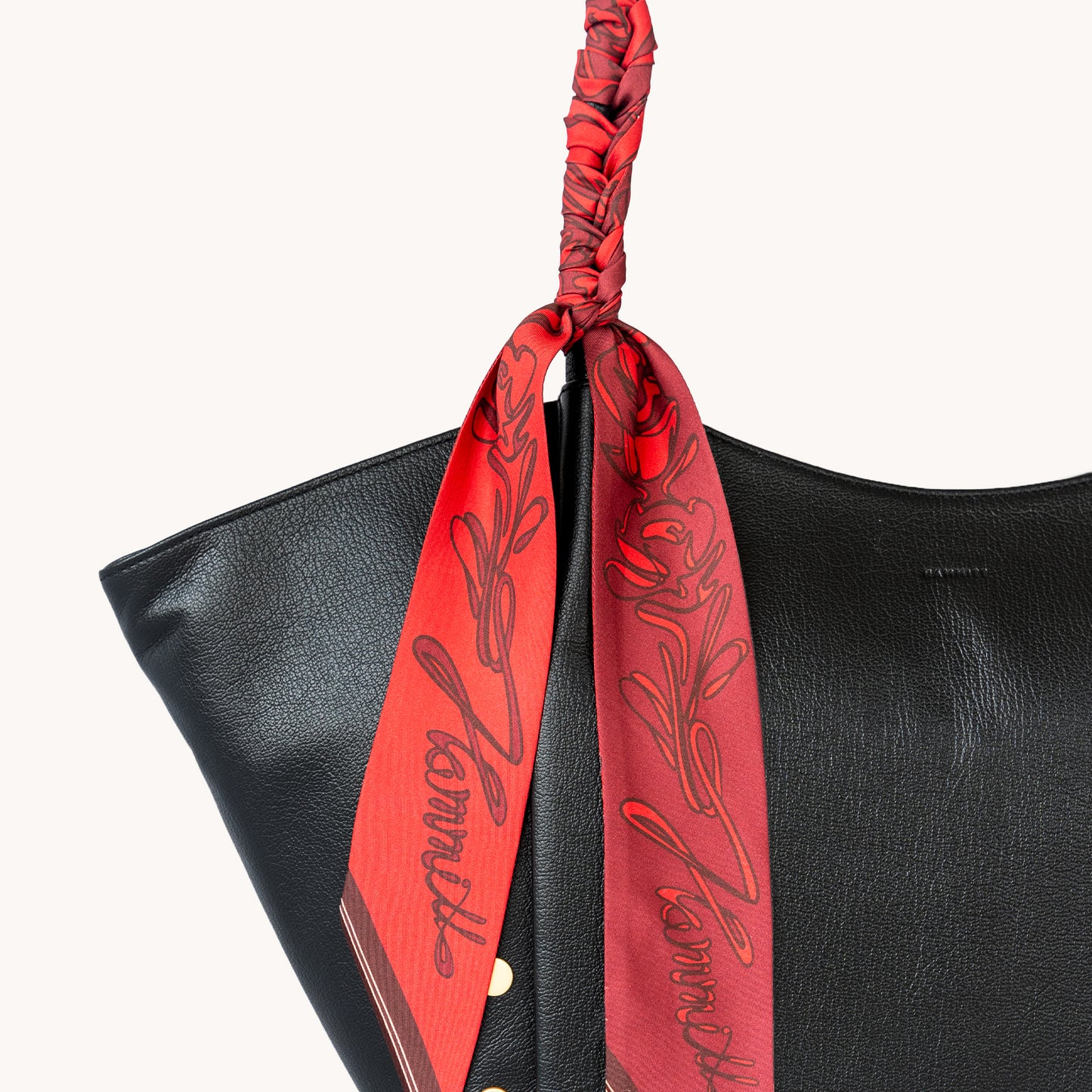 Silk Scarf-Love Letter-Detail-Handle-Bag-View