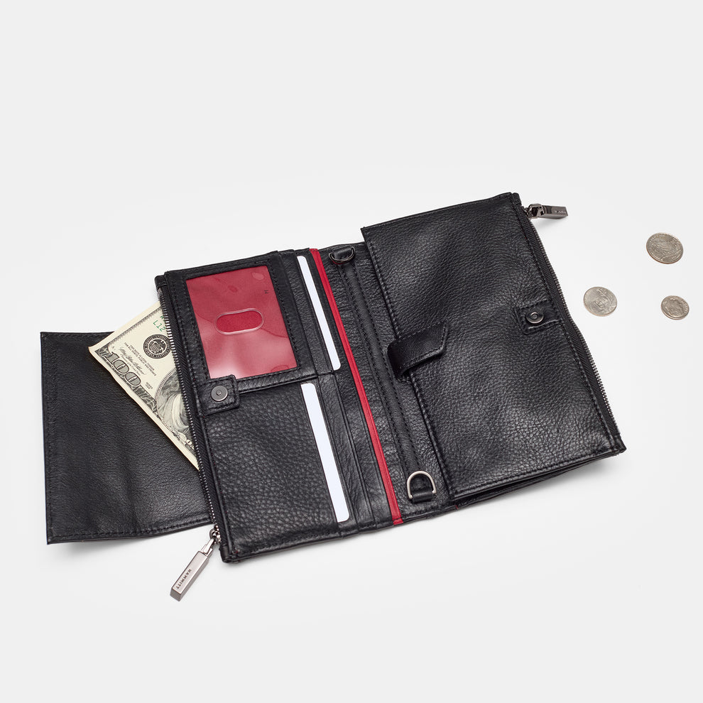 35 South | Women's Black Leather Crossbody Wallet | Hammitt – HAMMITT