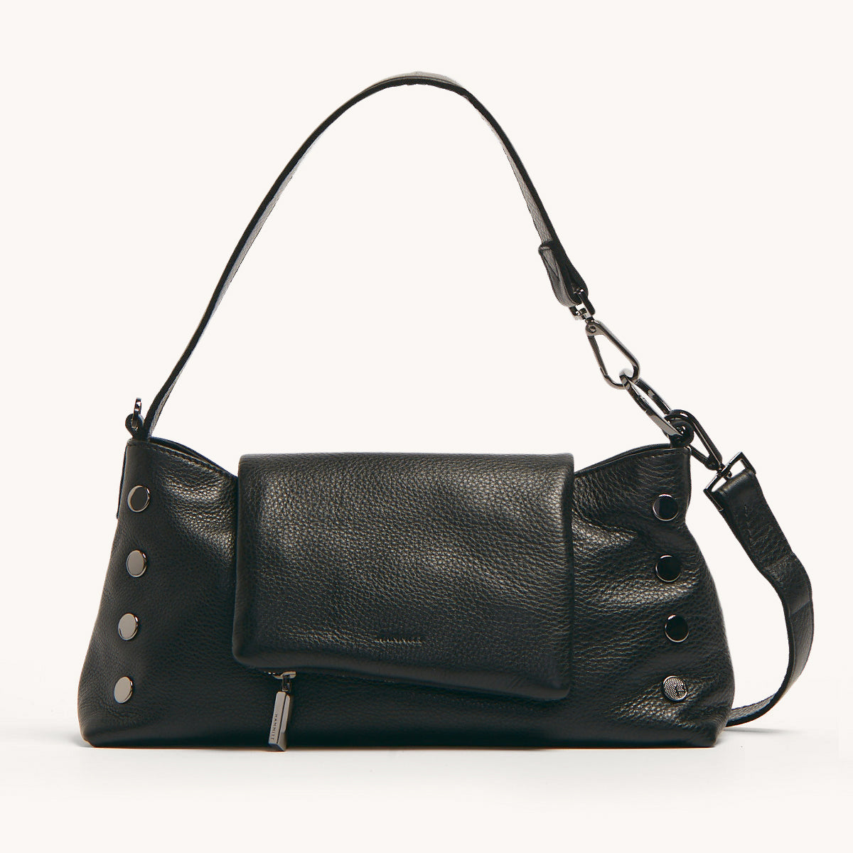 VIP-Satchel-Black-Gunmetal-Front-View