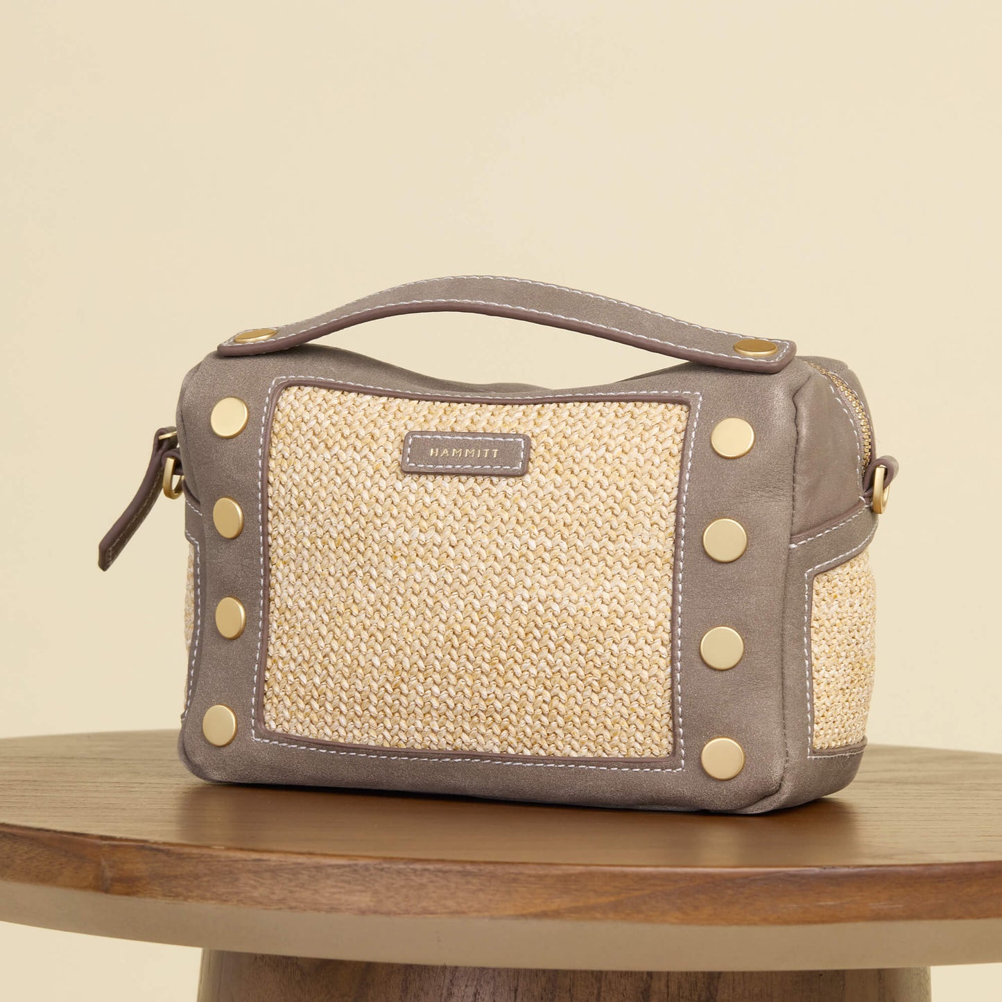 Evan Crossbody | Pewter Raffia/Brushed Gold | Sml