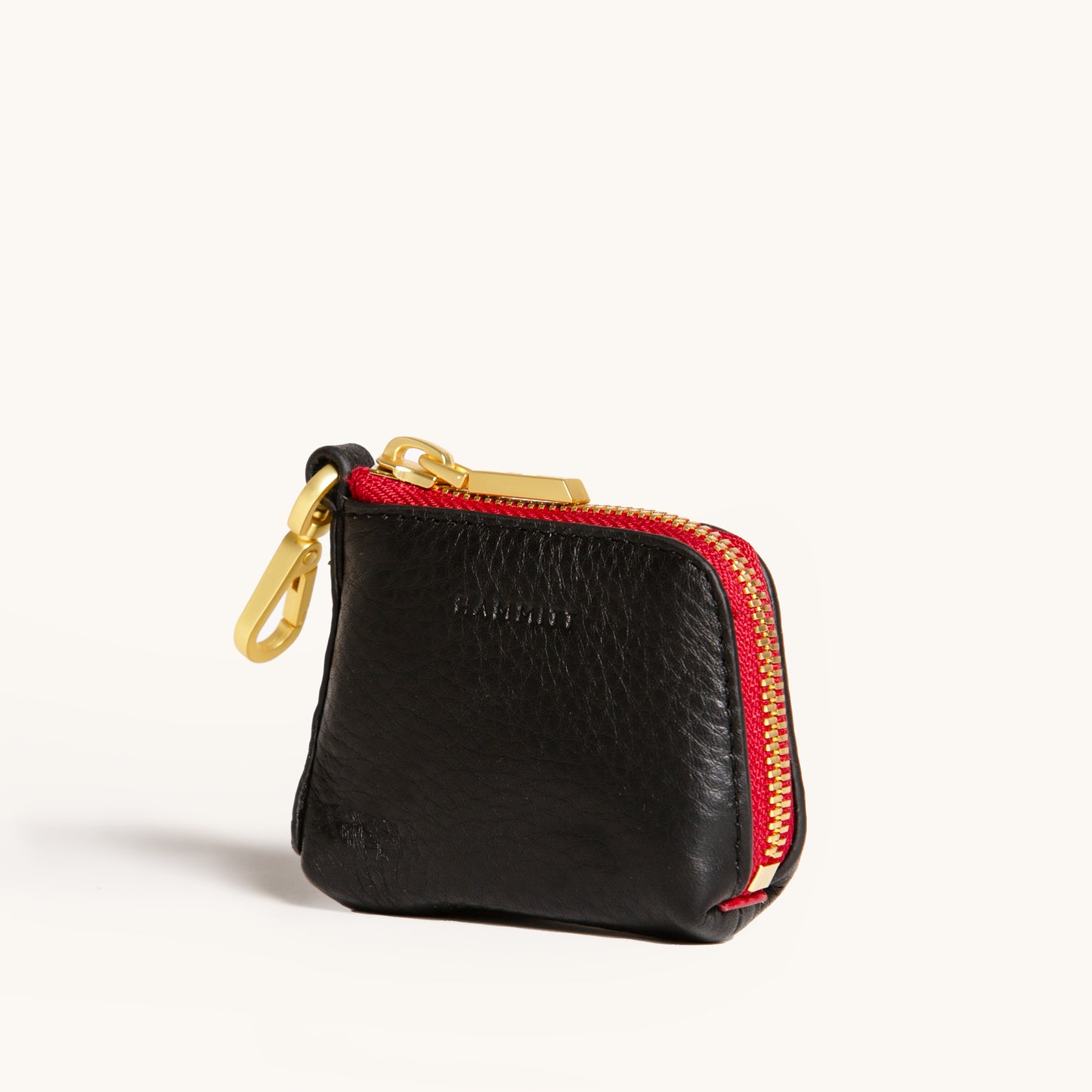 Syd-Pouch-Brushed-Gold-Red-Zip-Front-angled-View